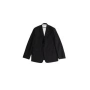 Sort Uld Gabardine Blazer Jakke