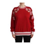 Rød Bomuld Crewneck Pullover Sweater
