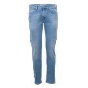 Lysvaskede denim jeans med kvast