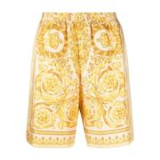 Gyldne Barocco Print Silke Shorts