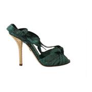 Smaragd Exotiske Læder Hæl Sandaler
