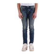 Mørke Revnede Skinny Jeans Frynset Kant