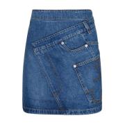 Patchwork Denim Mini Nederdel