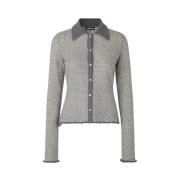 Lang Cardigan Strik med Distressed Kant