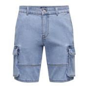Cargo-Style Denim Shorts