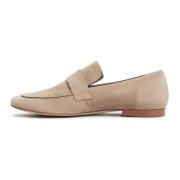 Block Heeled Loafers - Beige