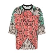 MultiColour Python Print Broderede T-shirts