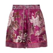 Blomstret Silke Shorts