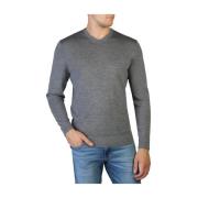 Ribbet V-Neck Uldtrøje