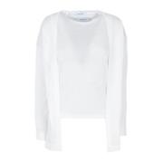 Hvid Sweater Sæt Diamant Strik