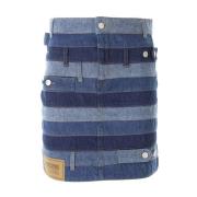 Multifarvet Patchwork Denim Mini Nederdel