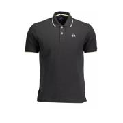 Sort Bomuld Polo Shirt med Broderi