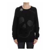 Skull Motive Crew-neck Sweater