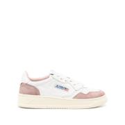 Hvide Læder Sneakers med Pink Ruskind