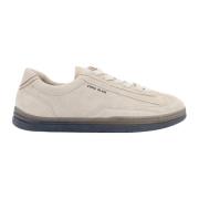 Beige Sneakers med Læderdetaljer