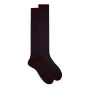 Burgundy Twin-Rib Cotton Socks