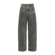 Grå Denim Jeans Krøllet Finish