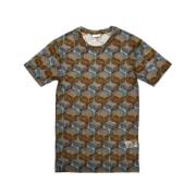 Silke Beige T-shirt med All-Over Print