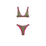 Militærgrøn Fuchsia Bikini med Logo