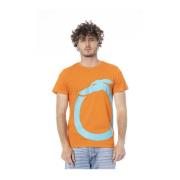 Orange Logo Print Bomuld T-shirt