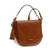 Brun læder crossbody taske retro stil