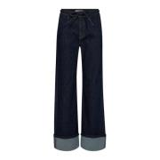 Wide Leg Ankle Jeans Mørk Denim