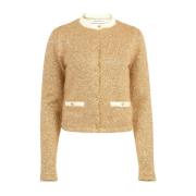 Guld Metallic Strik Cardigan