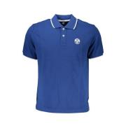 Blå Bomuld Polo Shirt med Korte Ærmer