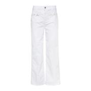 Hvid Jeans Slim Fit Kort Marineblå