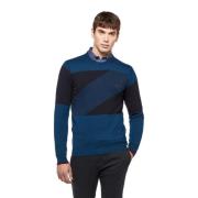 Geometrisk Cashmere Sweater Blå