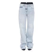 Straight Denim Jeans med Neopren Korset