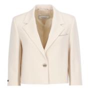 Pink Viskose Blazer Peak Revers