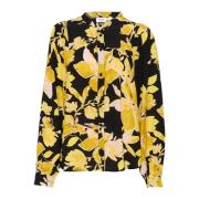 Sort Brændte Blomster Bluse