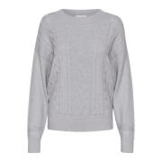 Grå Melange Strik Pullover Sweater