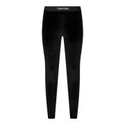 Black Lustrous Velour Leggings