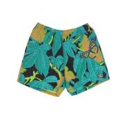 Sort Multi Print Elastisk Talje Shorts