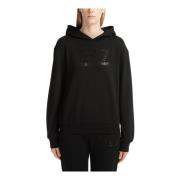 Ensfarvet Logo Rhinestone Hoodie