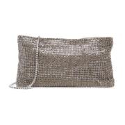 Mesh Clutch Taske Grå Metal Skulder