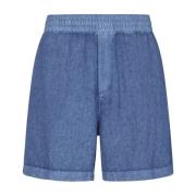 Linned shorts med heste broderi