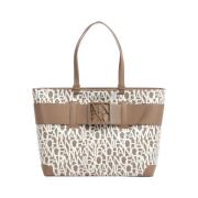 Beige Minimalistisk Shopper Taske