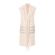 Fringed Wool-Cashmere Blend Sleeveless Jacket