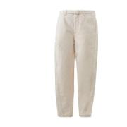 Beige Bomuld Jeans og Pant