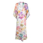 Blomstret Kaftan Kjole med Slids