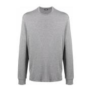 Grå Langærmet Ribbed Hem Sweater