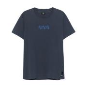 Blå Jersey Crew Neck Broderet T-shirt