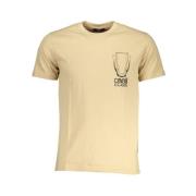 Beige Bomuld Trykt Logo T-Shirt