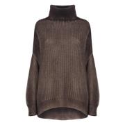 Brun Uld Kashmir Sweater Kvinde