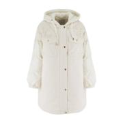 Blomstret Applique Bi-Materiale Parka