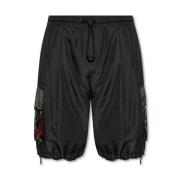 Blomsterprint Cargo Shorts med Rød Logo