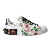 Krystalpyntede Blomsterlædersneakers